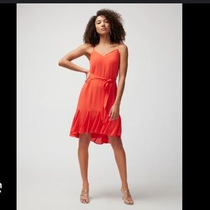 White House Black Market orange sleeveless godet dress